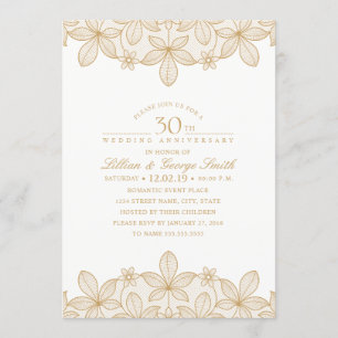 30. Hochzeit Jubiläum Elegantes Golden Lace Einladung