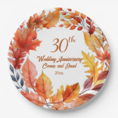 30. Hochzeit Jubiläum Fall Blorale Pappteller (Vorderseite)