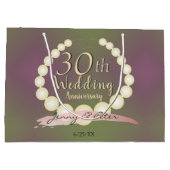 30. Hochzeit Jubiläum Perlen auf Plum Moss Lrg. Große Geschenktüte (Rückseite)