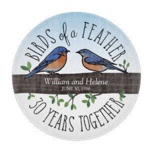 30. Hochzeitsjubiläum, Bluebirds einer Feder Schneidebrett