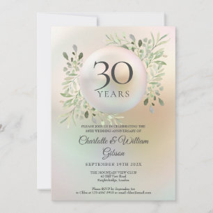 30. Hochzeitsjubiläum Grünzeug Floral Perle Einladung