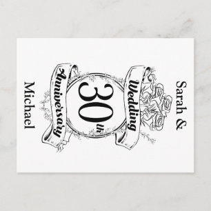 30. Hochzeitsjubiläumsblumen Rose Romantisch Postkarte