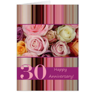 30. Hochzeitskarte - Pastellstreifen für Rose