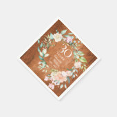 30. Hochzeitstag Boho Rustic Wood Floral Serviette (Ecke)