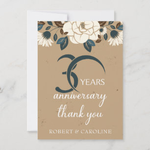 30. Hochzeitstag Danke, Herr Floral Dankeskarte