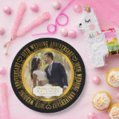 30. Hochzeitstag Foto Black | Goldton Pappteller (Party)