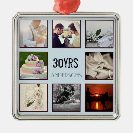 30. Hochzeitstag Foto Instagram Custom Silbernes Ornament (Vorne)