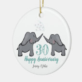 30. Hochzeitstag für PerlElefanten Keramik Ornament (Links)
