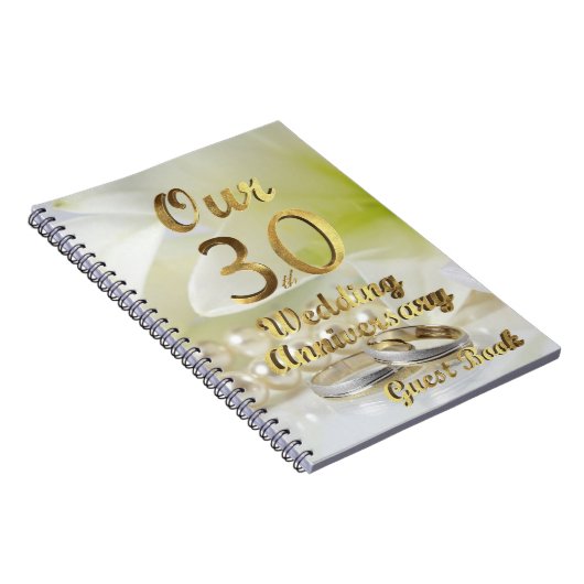 30. Hochzeitstag Gästebuch Gold White Notizblock (Rechte Seite)