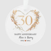 30. Hochzeitstag Gold Hearts Couple Foto Ornament (Vorderseite)