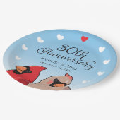 30. Hochzeitstag, Kardinal Bird Pair Pappteller (Schrägansicht)