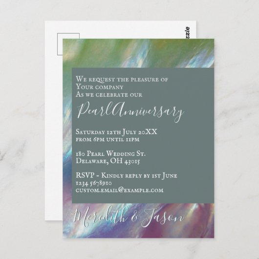 30. Hochzeitstag - Moderne Perleneinladung P Postkarte (Vorne/Hinten)