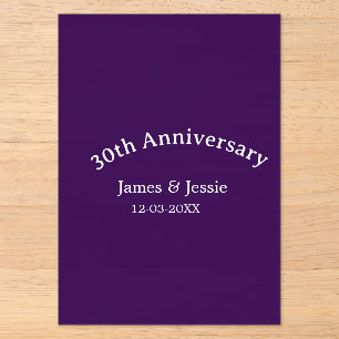30. Hochzeitstag Name Datum lila einfach Acryleinladungen