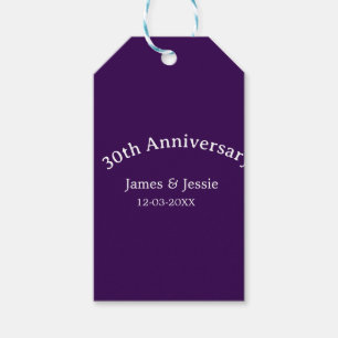 30. Hochzeitstag Name Datum lila einfach Geschenkanhänger
