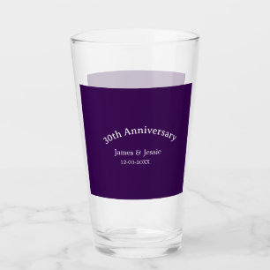 30. Hochzeitstag Name Datum lila einfach  Glas