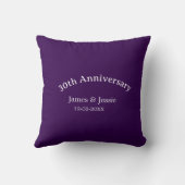 30. Hochzeitstag Name Datum lila einfach Kissen (Rückseite)