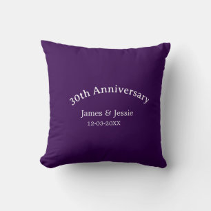 30. Hochzeitstag Name Datum lila einfach Kissen