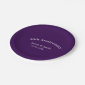 30. Hochzeitstag Name Datum lila einfach Pappteller (Schrägansicht)
