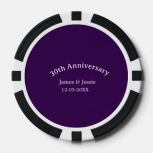 30. Hochzeitstag Name Datum lila einfach  Pokerchips