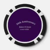 30. Hochzeitstag Name Datum lila einfach Pokerchips (Rückseite)