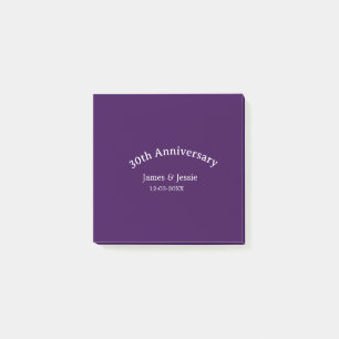 30. Hochzeitstag Name Datum lila einfach Post-it Klebezettel