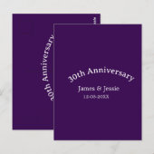 30. Hochzeitstag Name Datum lila einfach  Postkarte (Vorne/Hinten)