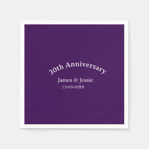 30. Hochzeitstag Name Datum lila einfach Serviette