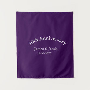 30. Hochzeitstag Name Datum lila einfach  Wandteppich