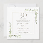 30. Hochzeitstag Pearl Greenery Bloral Einladung (Vorderseite)