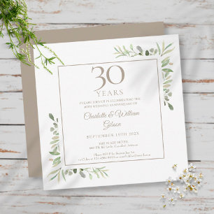 30. Hochzeitstag Pearl Greenery Bloral Einladung