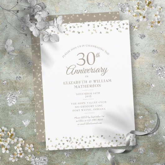 30. Hochzeitstag Pearl Hearts Confetti Einladung