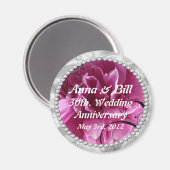 30., Hochzeitstag Pearls & Pink Floral Swi Magnet (Vorderseite/Rückseite)