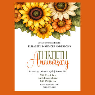 30. Hochzeitstag Pretty Sunflowers Einladung