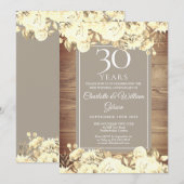 30. Hochzeitstag Rustikale Rose Einladung (Vorne/Hinten)