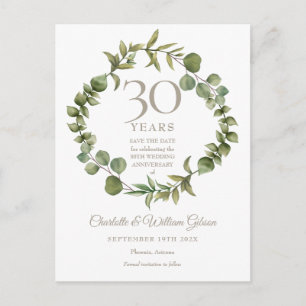 30. Hochzeitstag Save-the-Date-Begrüßung Grünpflan Ankündigungspostkarte