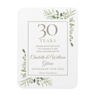 30. Hochzeitstag Save-the-Date Grüne Natur Magnet