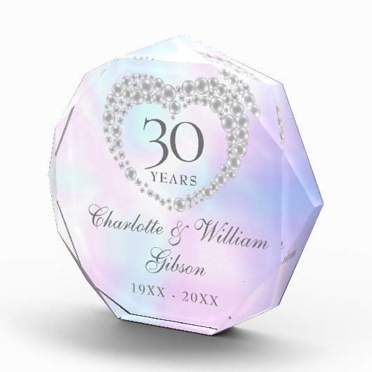 30. Hochzeitstag Schönes Perlenherz Fotoblock (Rechts)