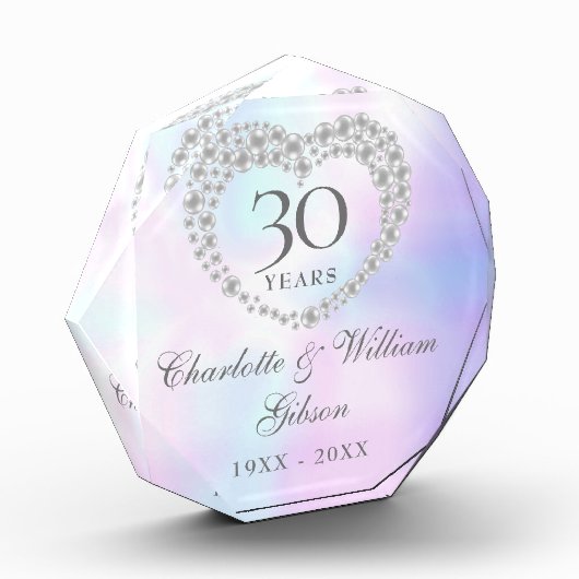 30. Hochzeitstag Schönes Perlenherz Fotoblock (Links)