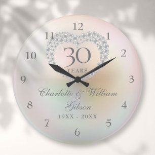 30. Hochzeitstag Schönes Perlenherz Große Wanduhr