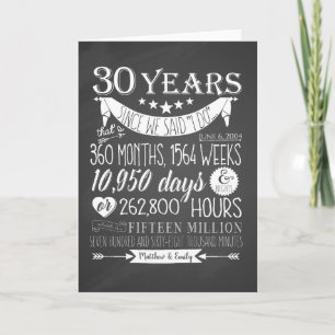 30. Hochzeitstag, Schultafel, 30 Jahre Karte