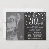 30. Hochzeitstag Schwarzes Silber Chalkboard Einladung (Vorderseite)