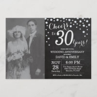 30. Hochzeitstag Schwarzes Silber Chalkboard
