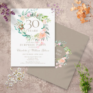 30. Hochzeitstag Überraschung Party floral Postkarte