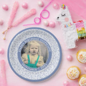 30 Ihr Foto Random Number Pattern Blau/Weiß Pappteller (Party)