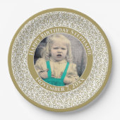 30 Ihr Foto Random Number Pattern Gold/Weiß Pappteller (Vorderseite)