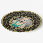 30 Ihr Foto Random Number Pattern Schwarz/Gold Pappteller (Schrägansicht)