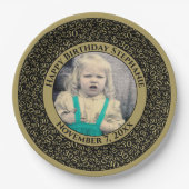 30 Ihr Foto Random Number Pattern Schwarz/Gold Pappteller (Vorderseite)