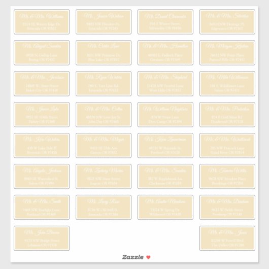 30 Individual Wedding Guest Address Labels (Blatt)