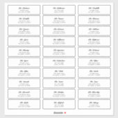 30 individuelle Black Script Guest Envelope-Adress Aufkleber (Blatt)