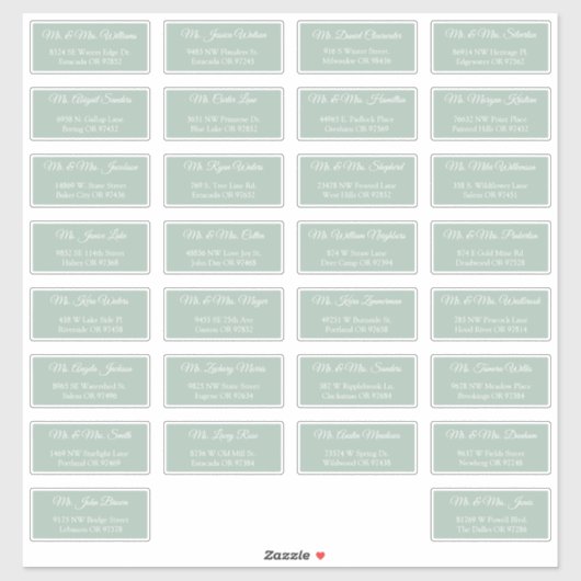 30 individuelle Hochzeitsgast-Adressaufkleber  Aufkleber (Blatt)